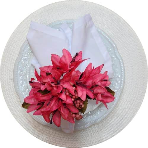 Maison Charlo Set of 4Pink Lilies Flower Celebration Napkin Rings - Loft&Timber