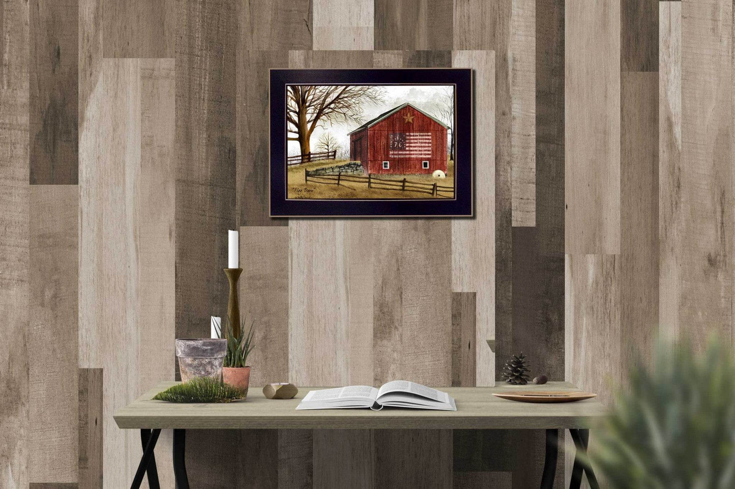 Flag Barn Black Picture Frame Print Wall Art - Loft&Timber