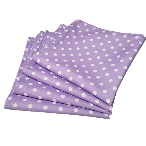 Charlo's Cloth Napkins Set of 4 Lillac Polka Dot 16" by 16" - Lilac - Loft&Timber