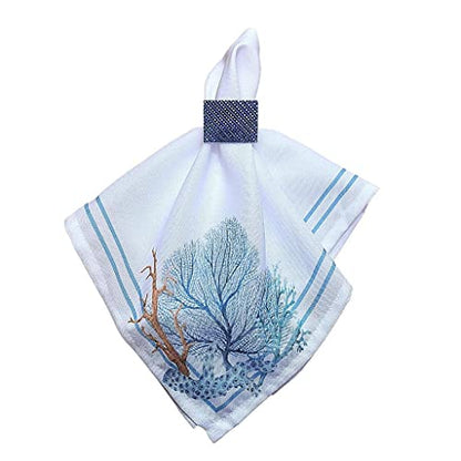 Charlo's Cloth Napkins Set of 4 Blue Coral 16" by 16" - Blue - Loft&Timber