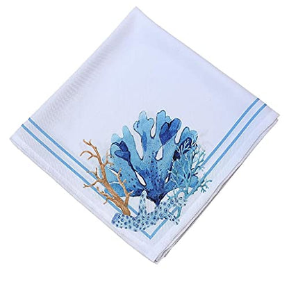Charlo's Cloth Napkins Set of 4 Blue Coral 16" by 16" - Blue - Loft&Timber