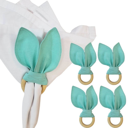 Maison Charlo | Easter Set of 4 Maldivas Green Bunny Ears Napkin Rings | Dining Table Decor - Loft&Timber