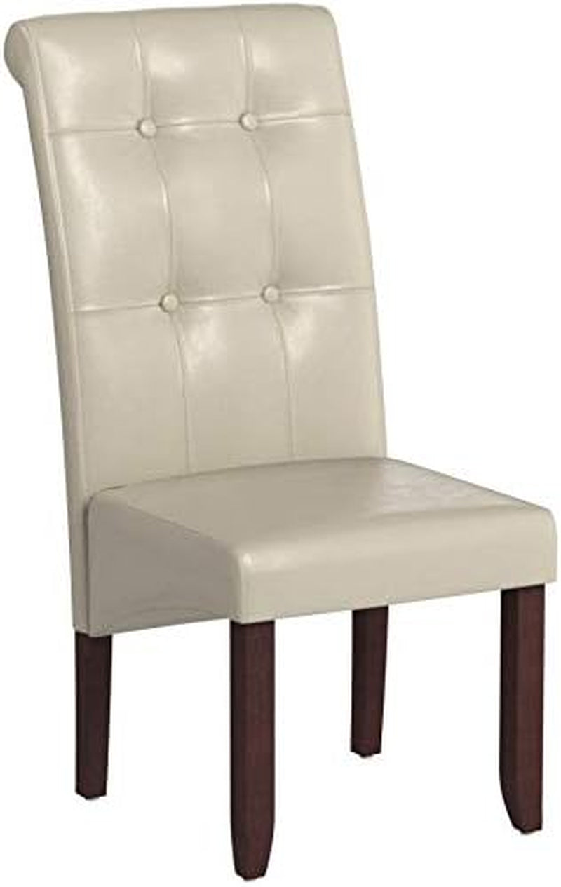 Cosmopolitan Parson Dining Chair Satin Cream Faux Leather-3