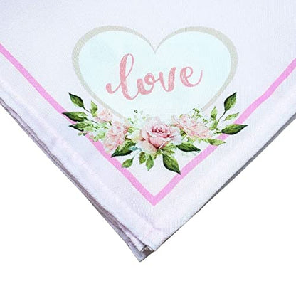 Charlo's Cloth Napkins Set of 4 Love Heart 16" by 16" - Pink - Loft&Timber