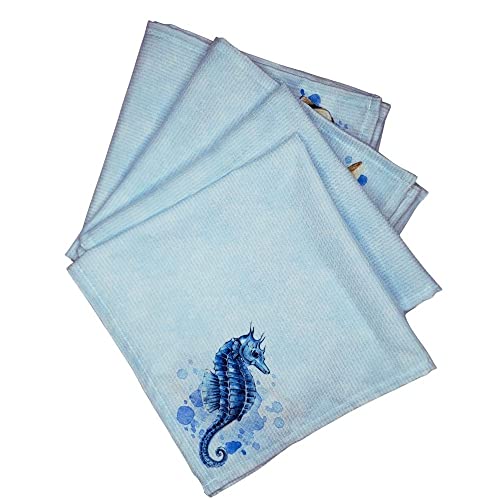 Charlo's Cloth Napkins Set of 4 Blue Seas 16" by 16" - Blue - Loft&Timber