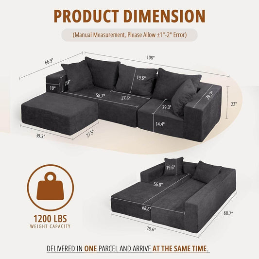 Modular Sectional Sofa with Chaise - Loft&Timber