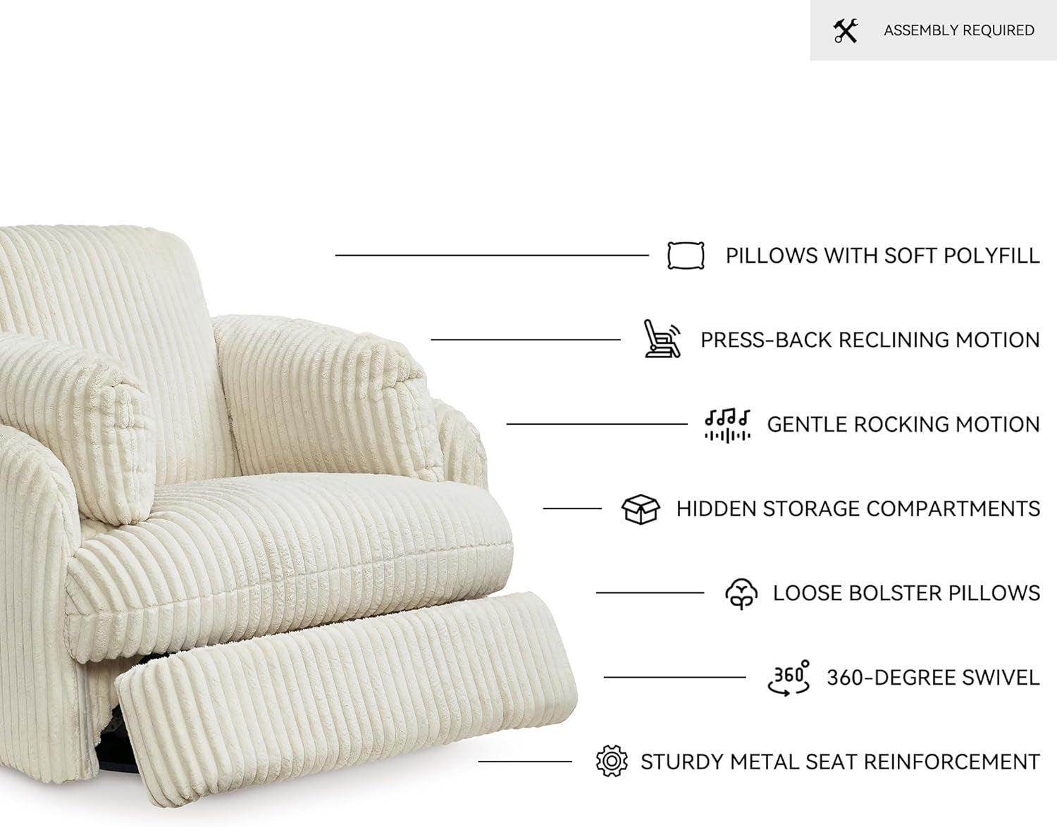 Cozy Contemporary Swivel Glider Rocker Recliner White - Loft&Timber
