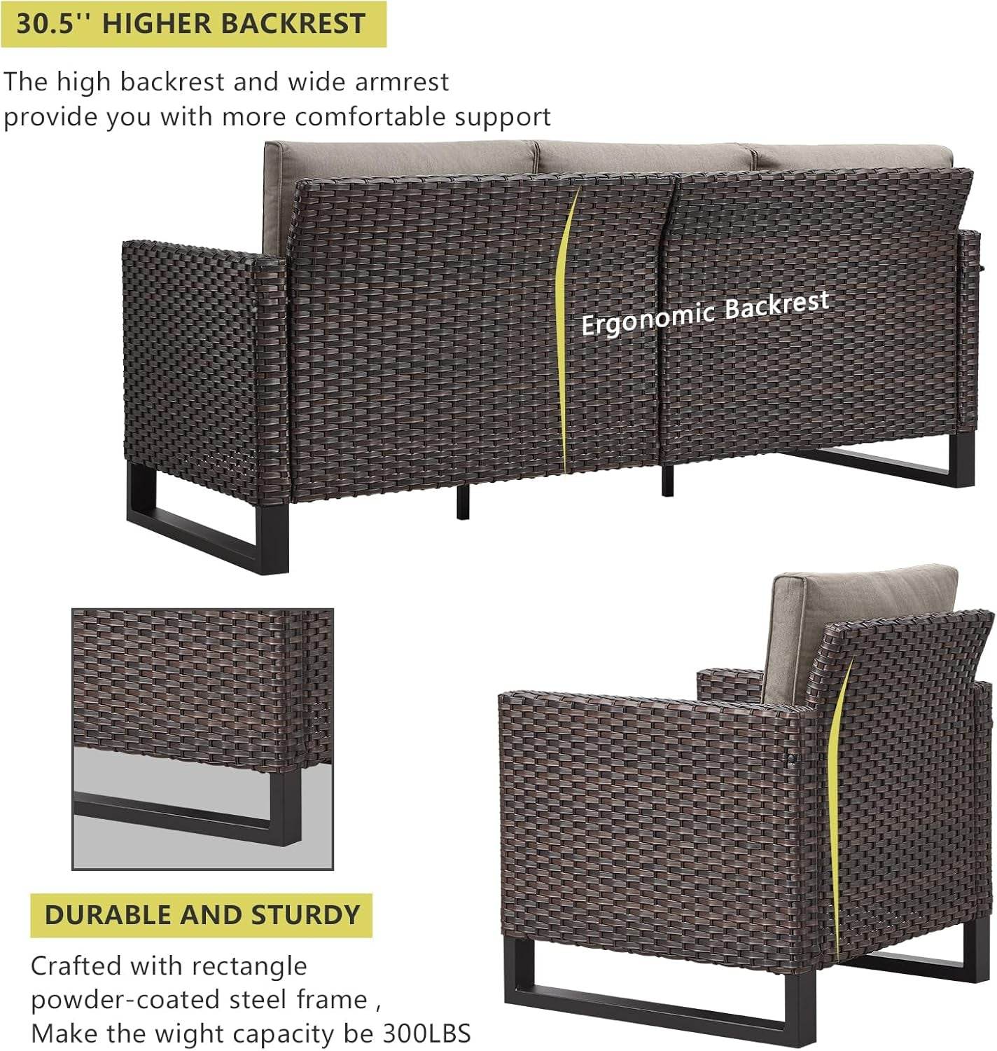 Seven Piece Outdoor Wicker Patio Furniture Set With Swivel Rockers - Loft&Timber