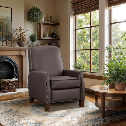 Recliner Chair, Mid-Century Modern Pushback in Saddle Brown - Loft&Timber