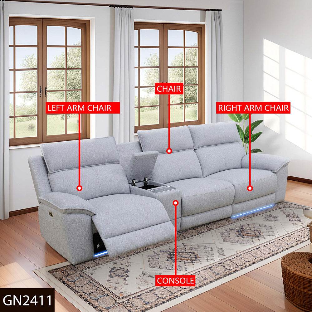 sofa Off-white Lambswool 4-Piece Living Room Recliner Sofa - Loft&Timber