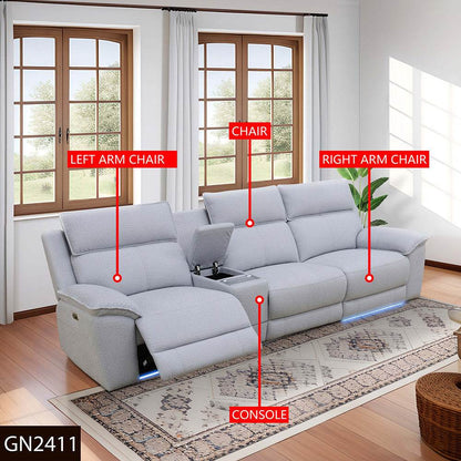sofa Off-white Lambswool 4-Piece Living Room Recliner Sofa - Loft&Timber