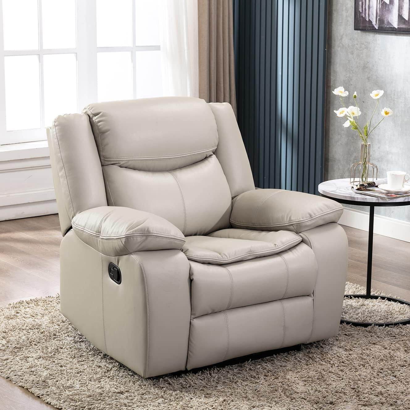 Breathable Leather Manual Recliner for Living Room - Loft&Timber