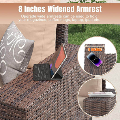 7 Piece Outdoor Wicker Furniture Set with Fire Pit - Loft&Timber