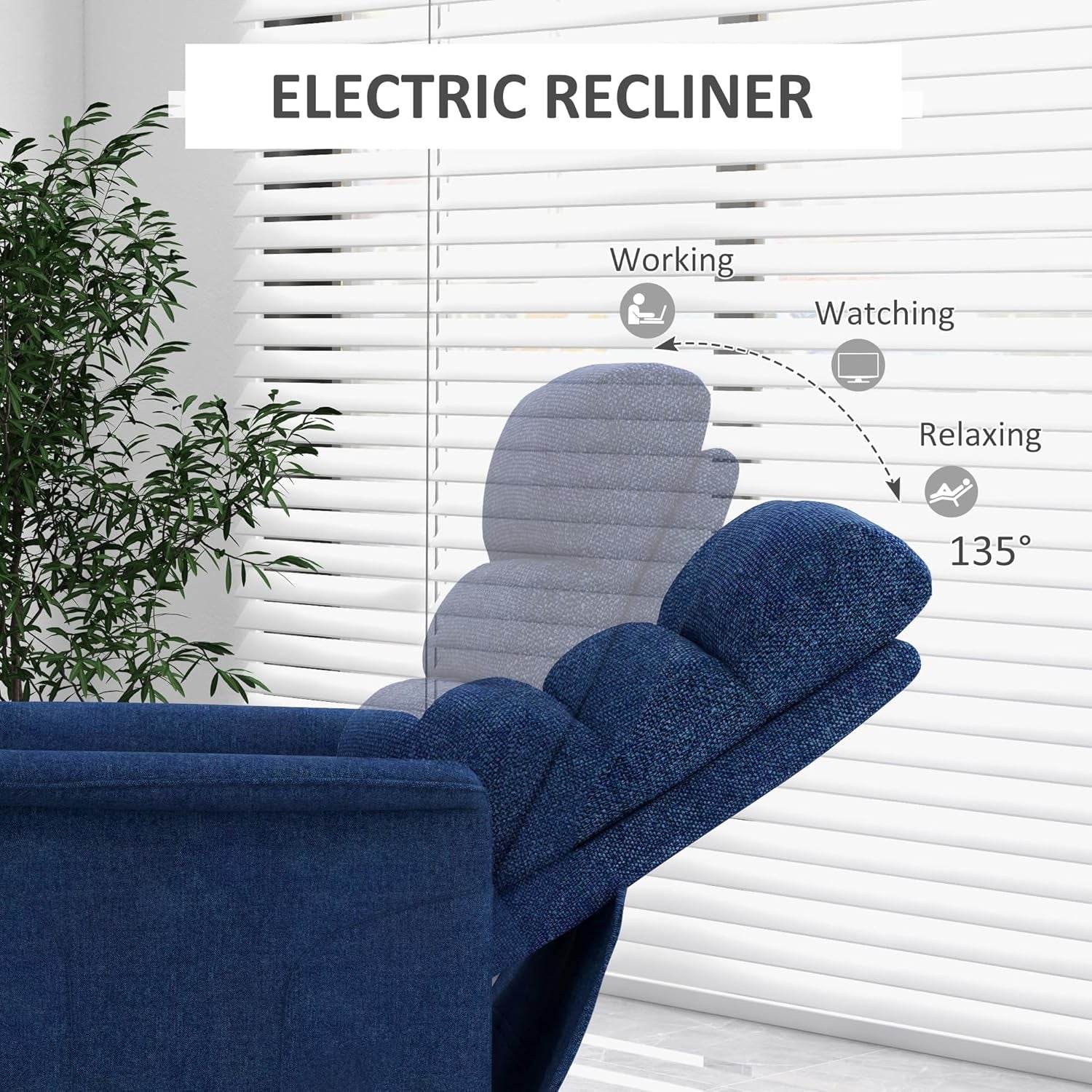 Easy Assembly Power Lift Recliner Fabric Elderly Blue - Loft&Timber