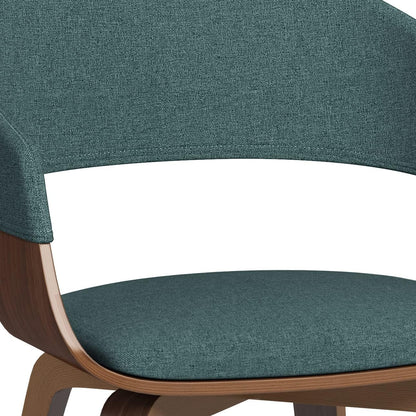 Lowell Mid Century Bentwood Dining Chair Turquoise Linen Look Fabric-4