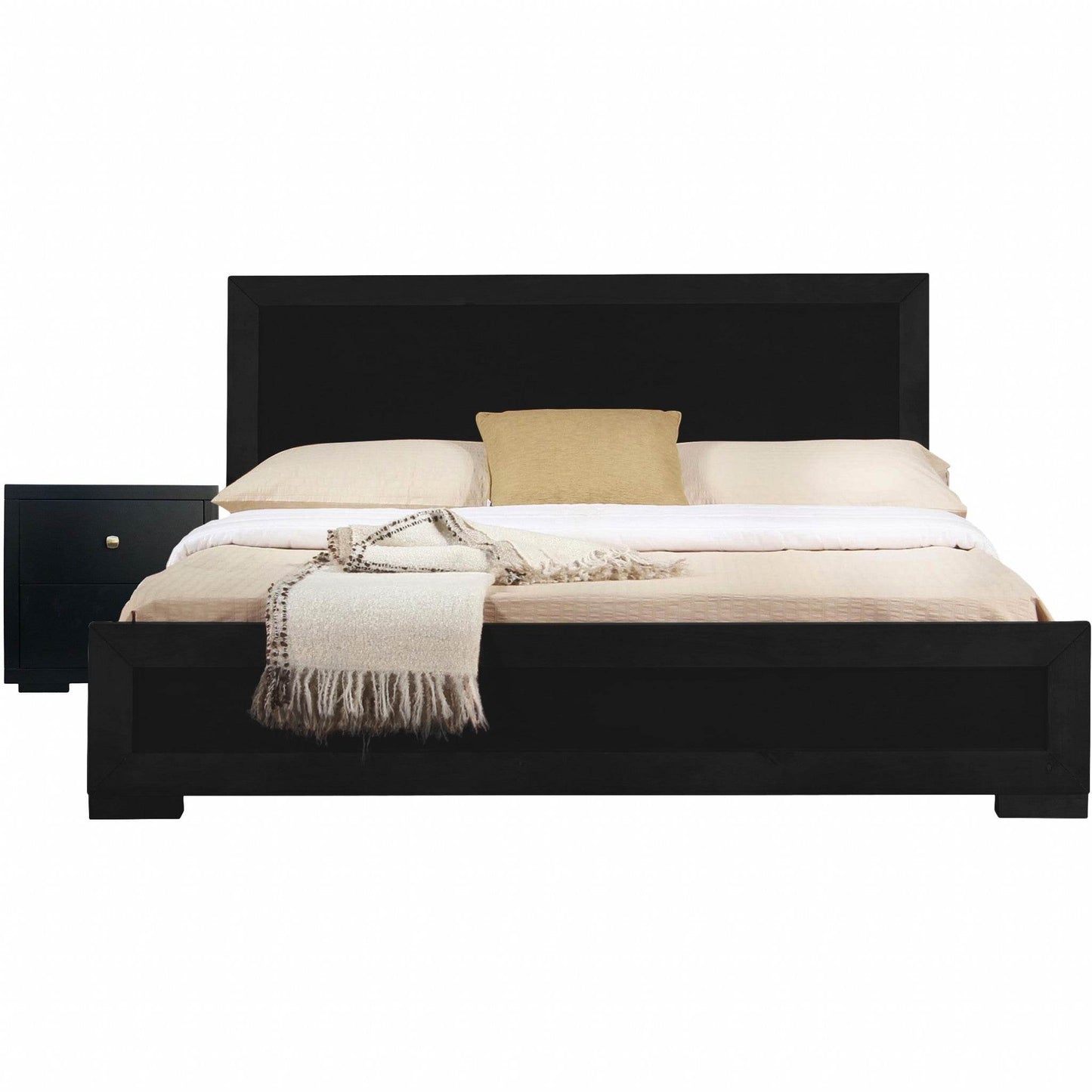 Moma Black Wood Platform Twin Bed With Nightstand - Loft&Timber