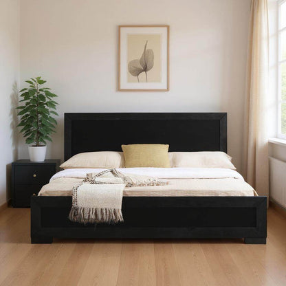 Moma Black Wood Platform Twin Bed With Nightstand - Loft&Timber