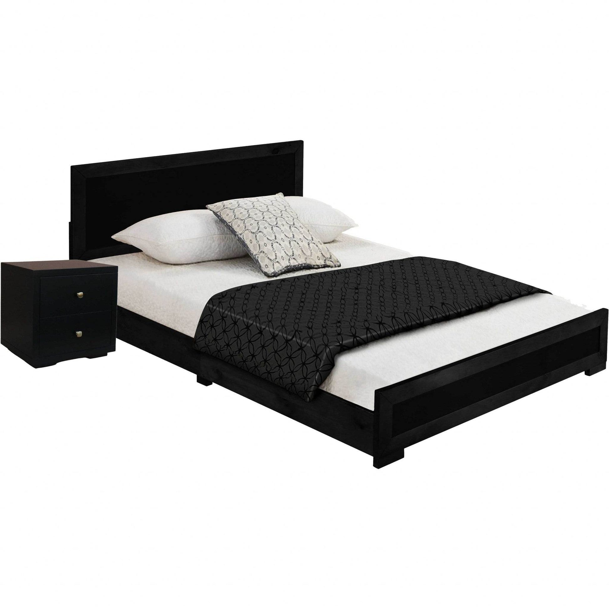 Moma Black Wood Platform Twin Bed With Nightstand - Loft&Timber