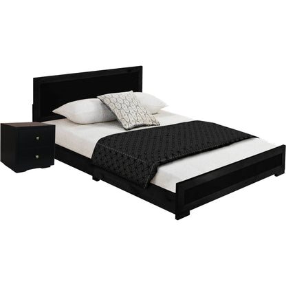 Moma Black Wood Platform Twin Bed With Nightstand - Loft&Timber