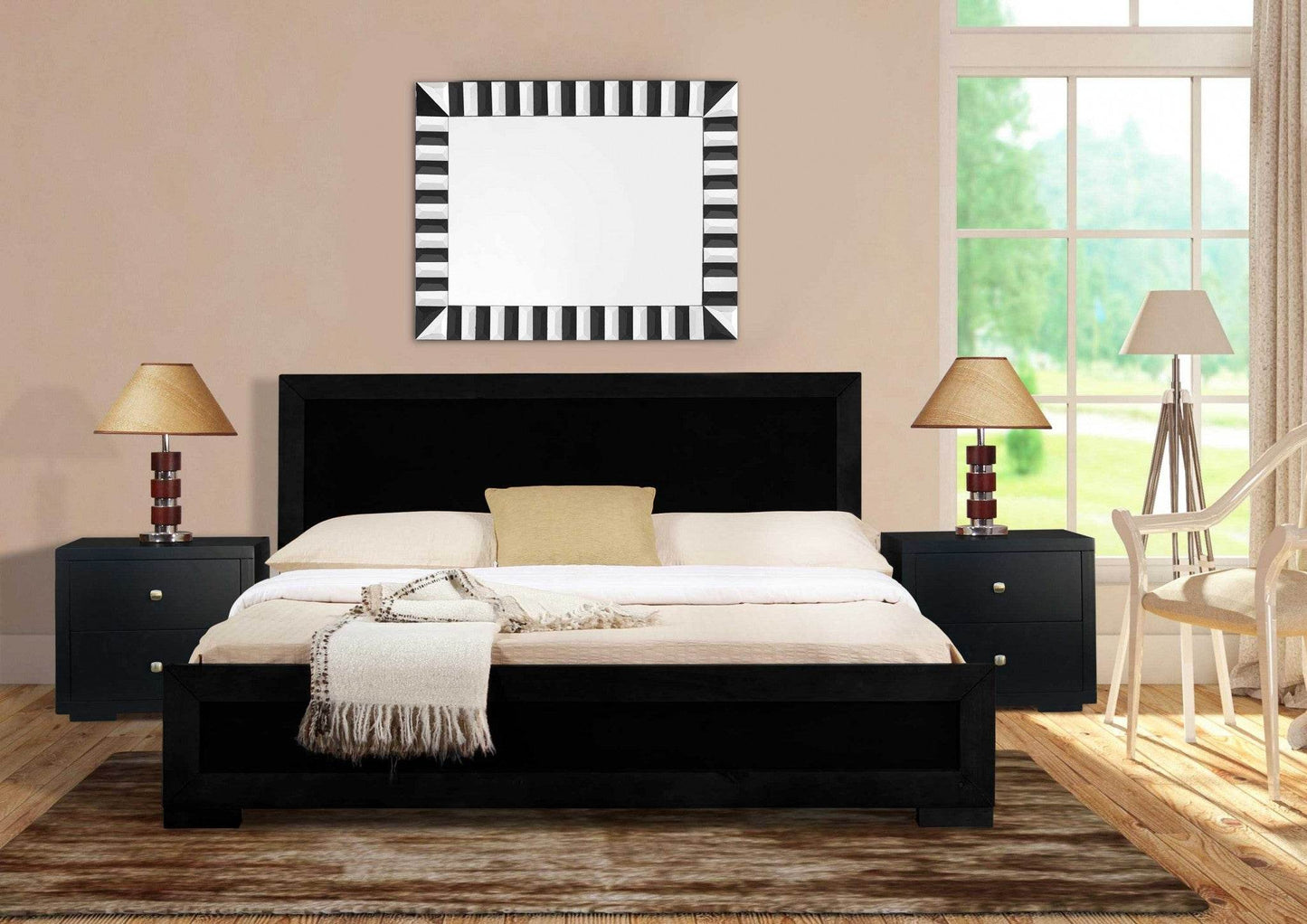 Moma Black Wood Platform Twin Bed With Nightstand - Loft&Timber