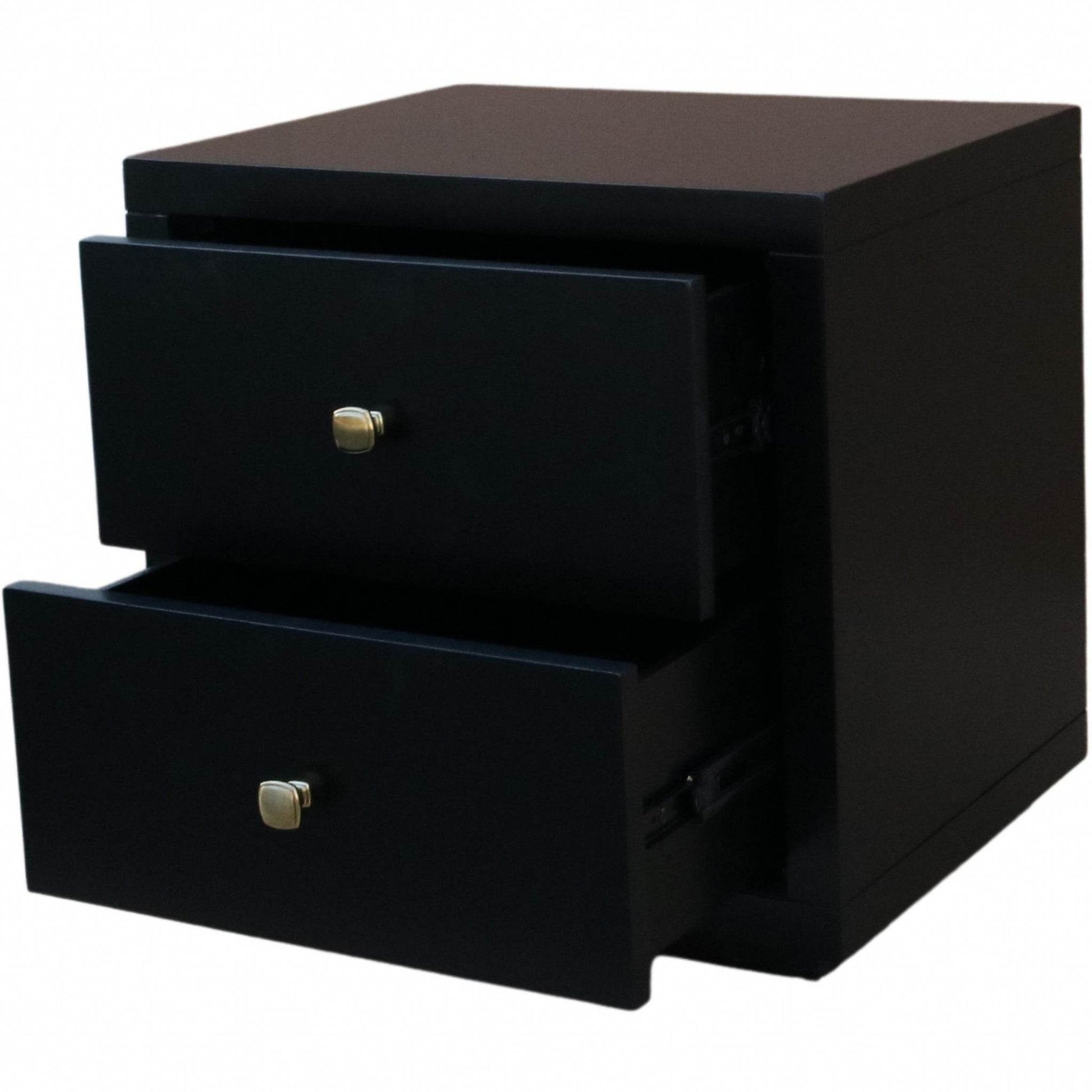 Moma Black Wood Platform Twin Bed With Nightstand - Loft&Timber