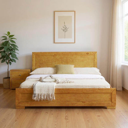 Moma Oak Wood Platform Twin Bed With Nightstand - Loft&Timber