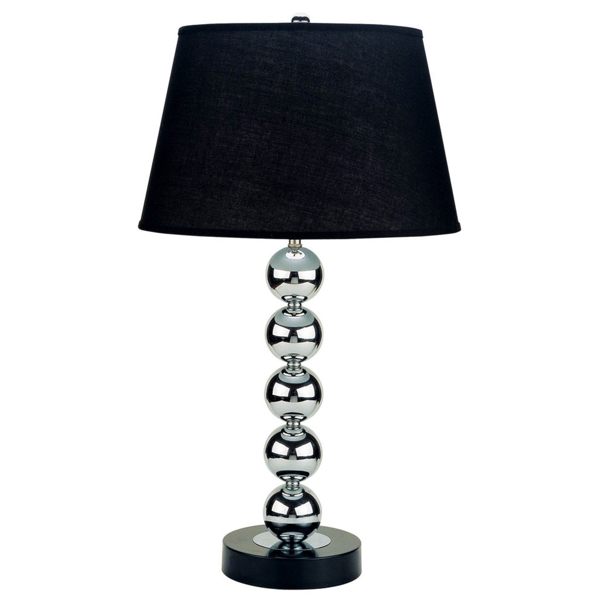 Silver Bauble Table Lamp with Black Shade - Loft&Timber