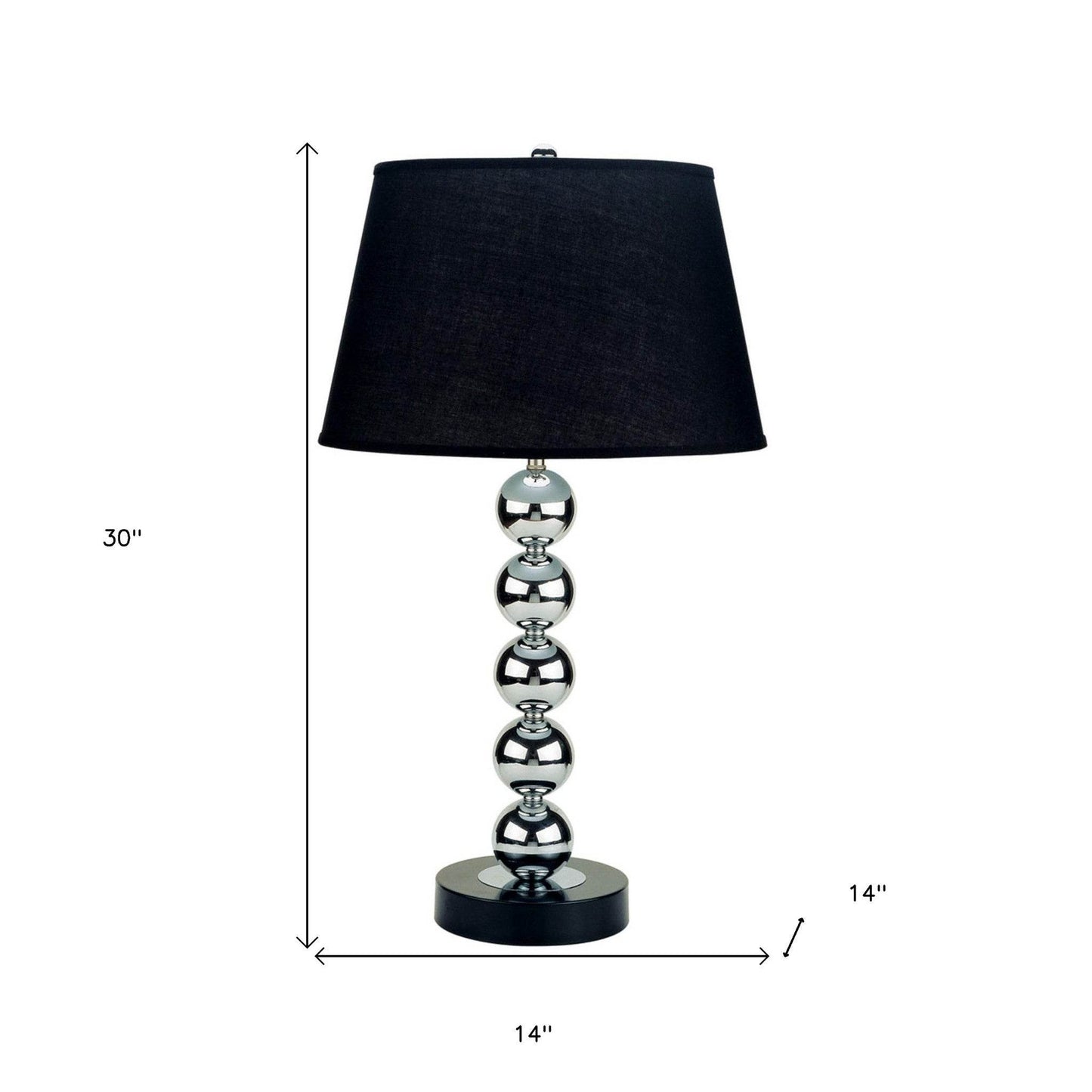 Silver Bauble Table Lamp with Black Shade - Loft&Timber