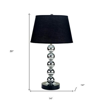 Silver Bauble Table Lamp with Black Shade - Loft&Timber