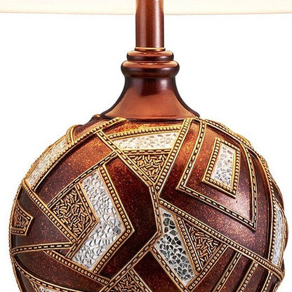 Brown Metallic Mosaic Design Table Lamp - Loft&Timber