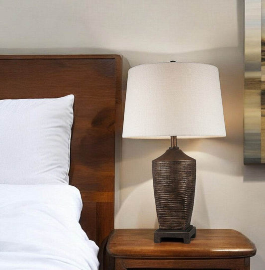 Fantastic Rustic Ribbed Bronze Table Lamp - Loft&Timber