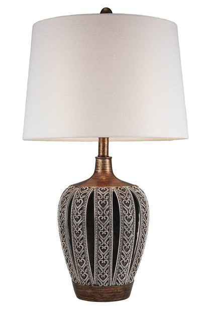 Primo Tall Brown Table Lamp with White Lamp Shade - Loft&Timber