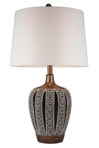 Primo Tall Brown Table Lamp with White Lamp Shade - Loft&Timber