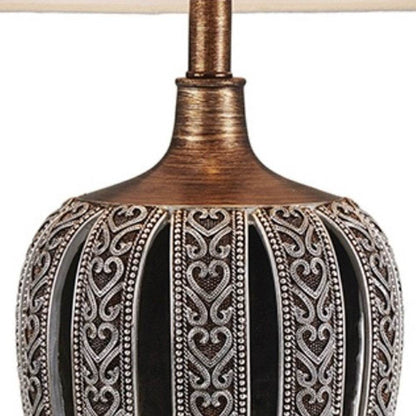 Primo Tall Brown Table Lamp with White Lamp Shade - Loft&Timber