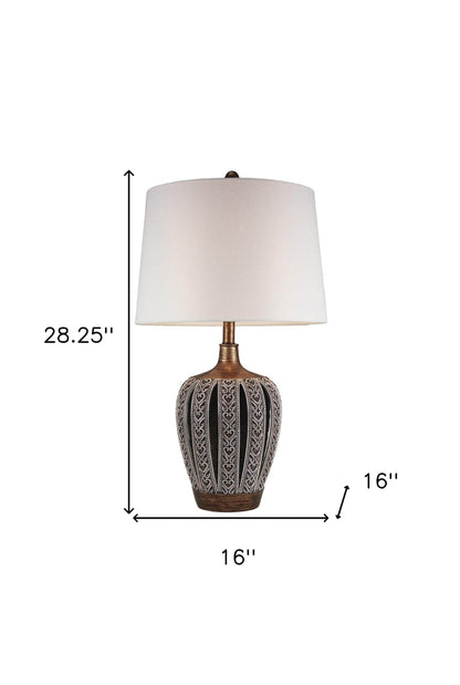Primo Tall Brown Table Lamp with White Lamp Shade - Loft&Timber