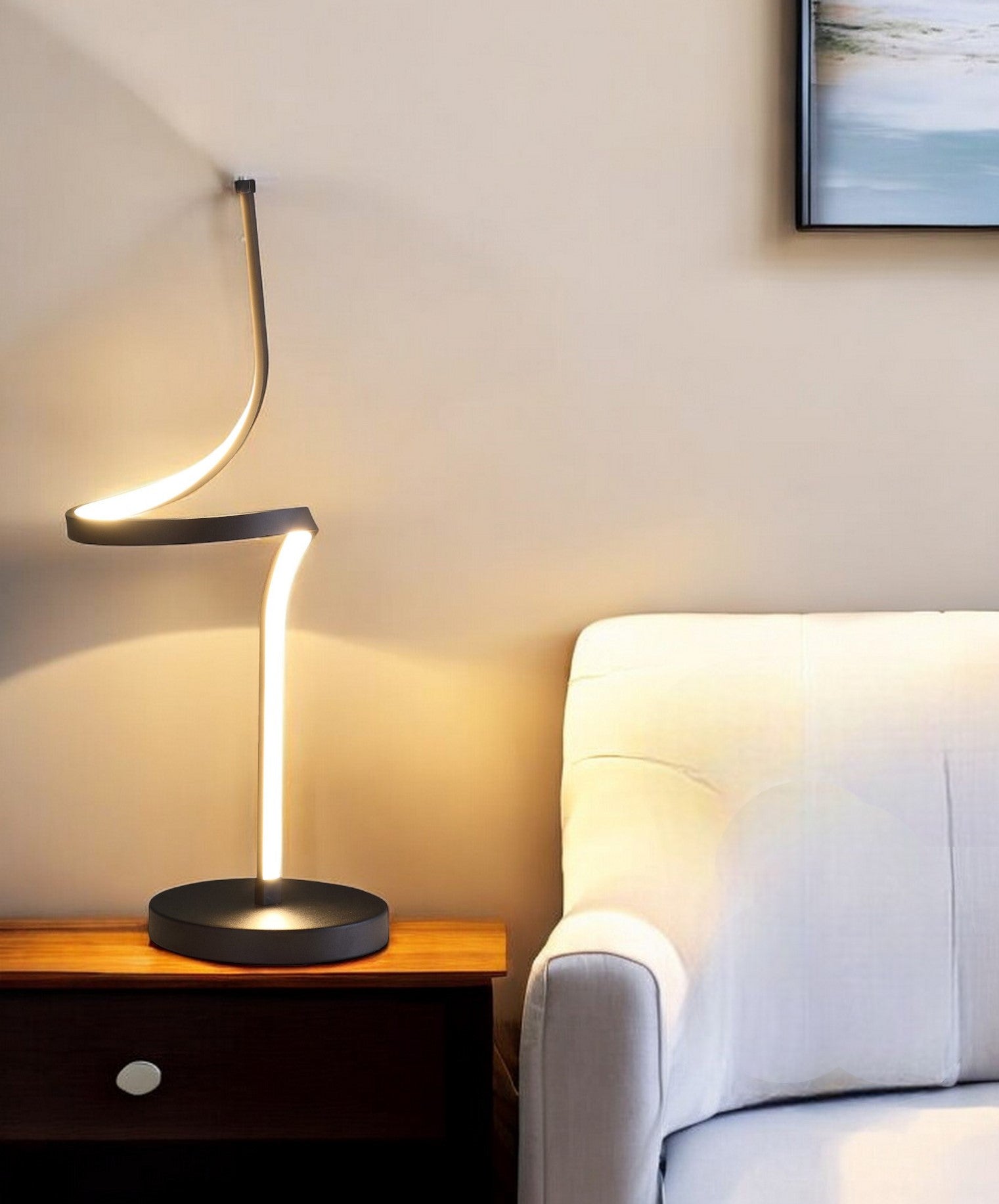 22" Black Bedside Led Table Lamp - Loft&Timber