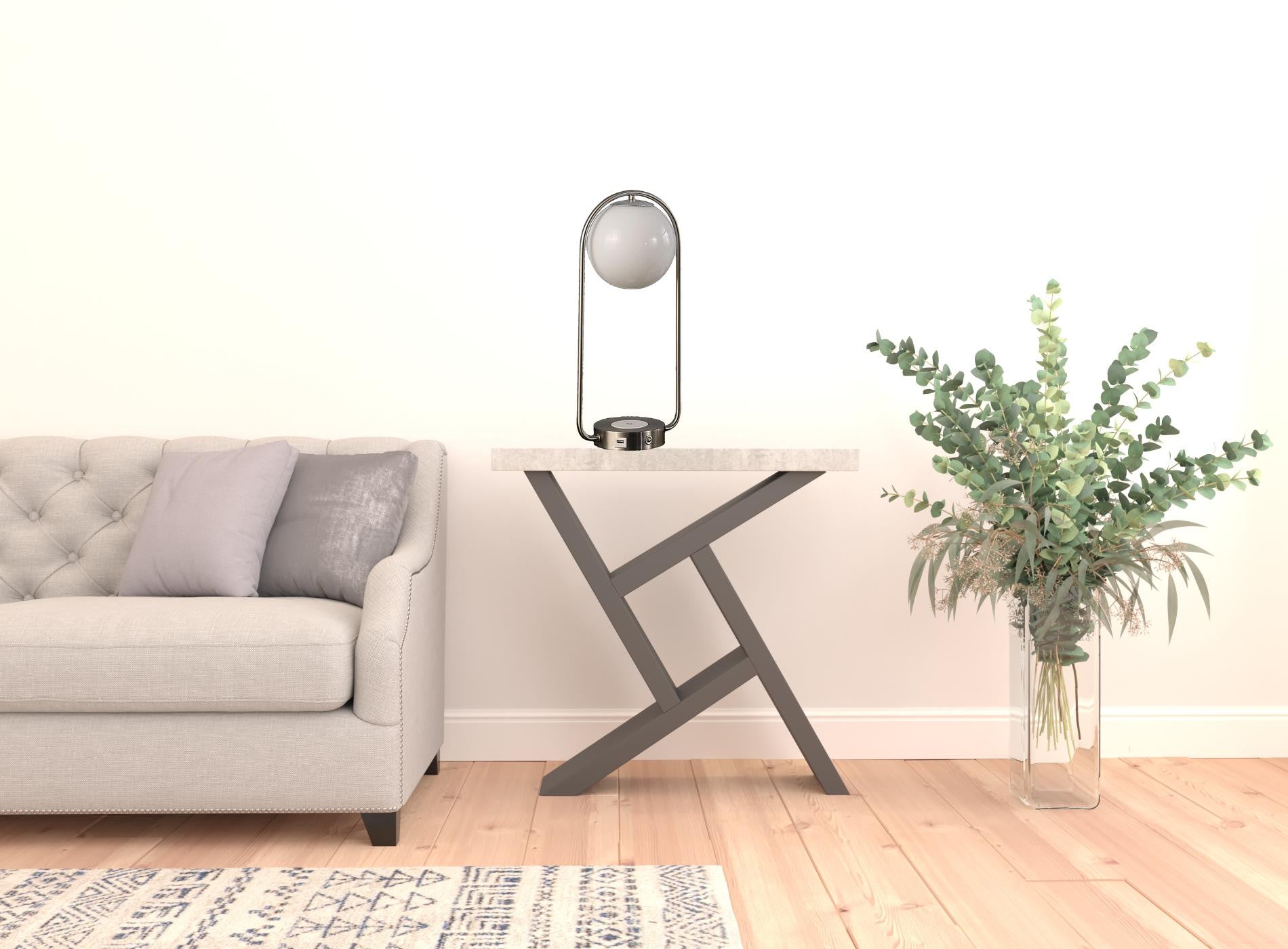 19" Silver Clip Globe USB Table Lamp - Loft&Timber