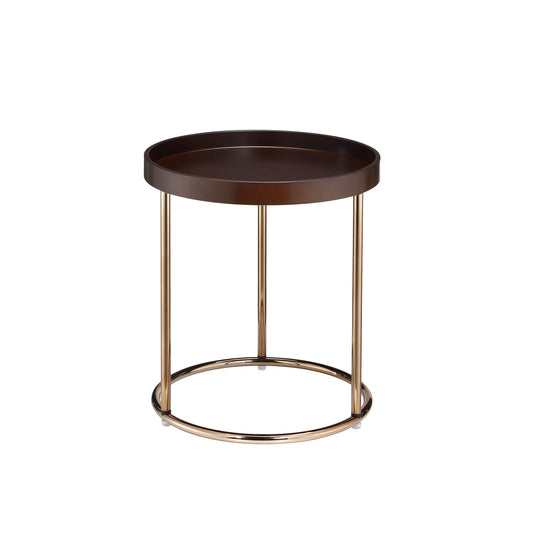 22" Copper And Brown Round End Table - Loft&Timber