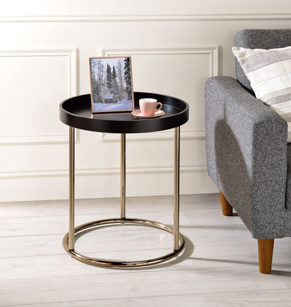 22" Copper And Brown Round End Table - Loft&Timber
