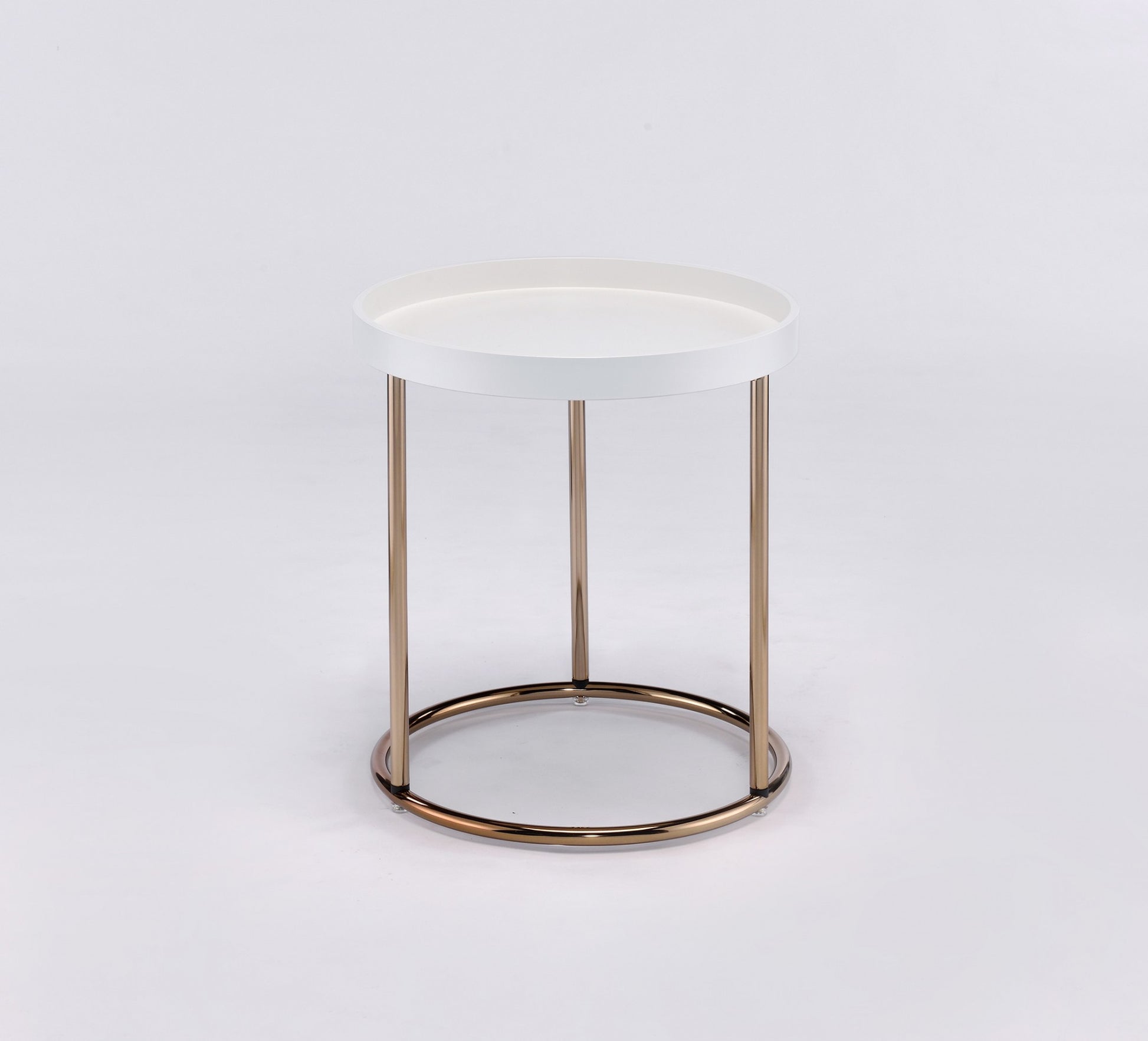 22" Copper And White Round End Table - Loft&Timber