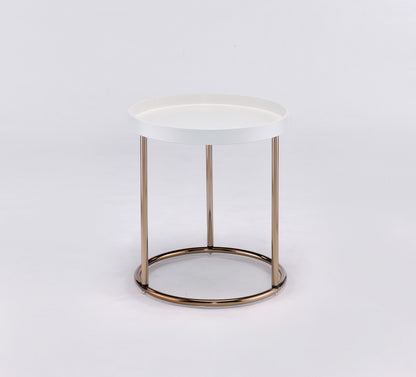 22" Copper And White Round End Table - Loft&Timber