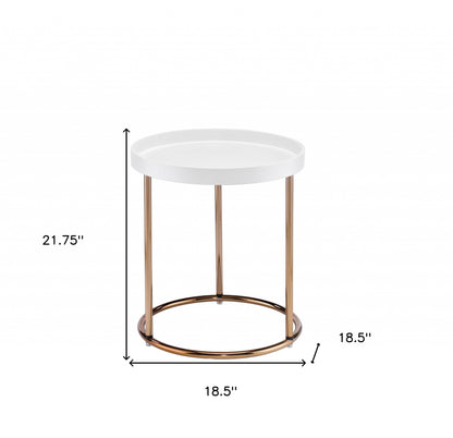 22" Copper And White Round End Table - Loft&Timber