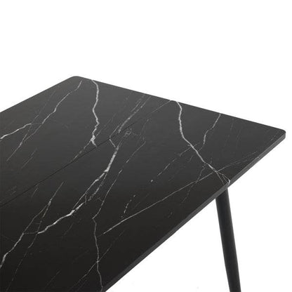 Rectangular table with arc MDF Black tabletop splicing PVC marble surface 140*76*76cm - Loft&Timber