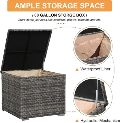 Outdoor Wicker Patio Furniture Set with Storage Box - Loft&Timber