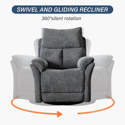 Swivel Rocker Recliner Chair in Gray - Loft&Timber