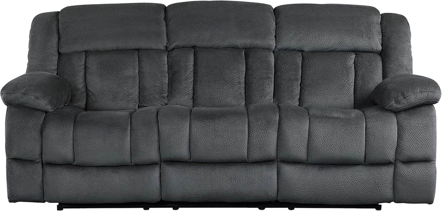 Home Theater Seating, Wall Hugger Manual Reclining Sofa, 3-Seat Dual Recliner Sofa for Living Room, 90’’W Sofa, Charcoal - Loft&Timber