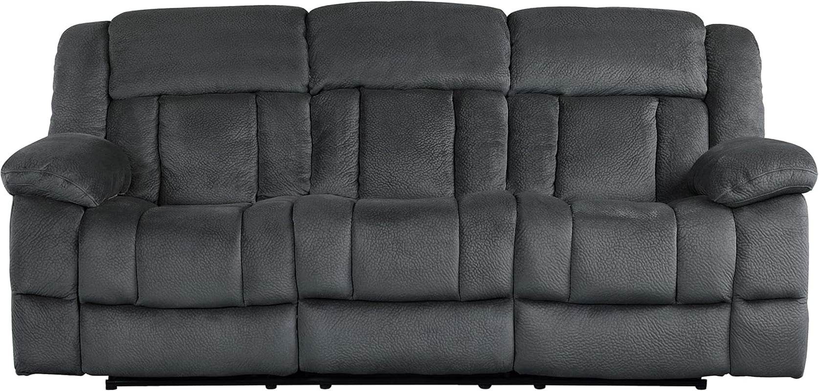 Home Theater Seating, Wall Hugger Manual Reclining Sofa, 3-Seat Dual Recliner Sofa for Living Room, 90’’W Sofa, Charcoal - Loft&Timber