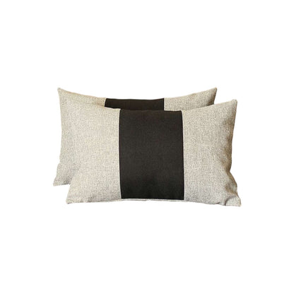 Set of Two 12" X 20" Black And Gray Lumbar Throw Pillows - Loft&Timber