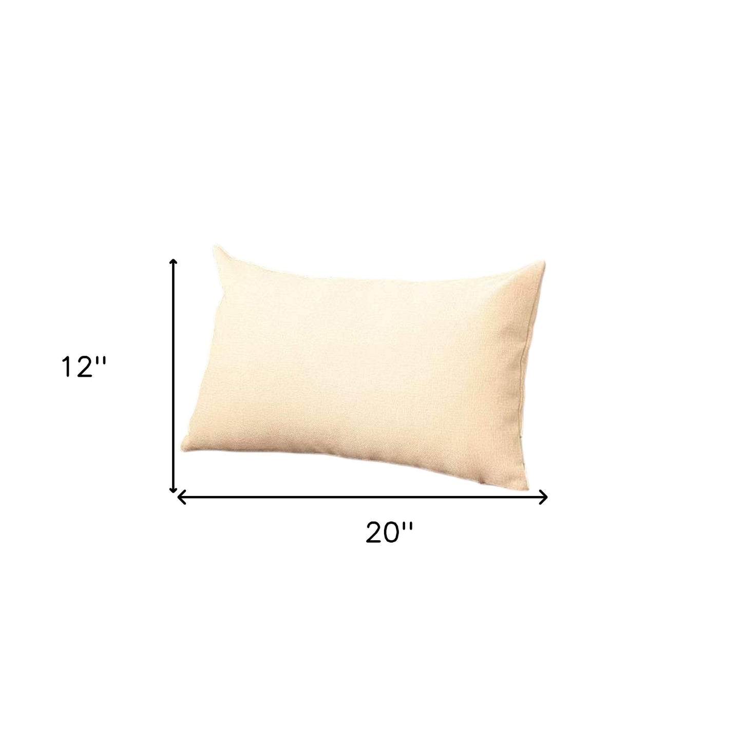 Set of Four 12" X 20" Ivory Fabric Lumbar Throw Pillows - Loft&Timber