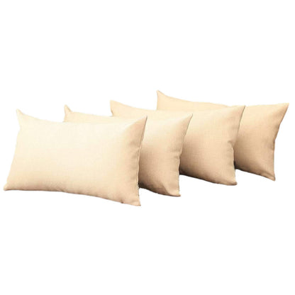 Set of Four 12" X 20" Ivory Fabric Lumbar Throw Pillows - Loft&Timber